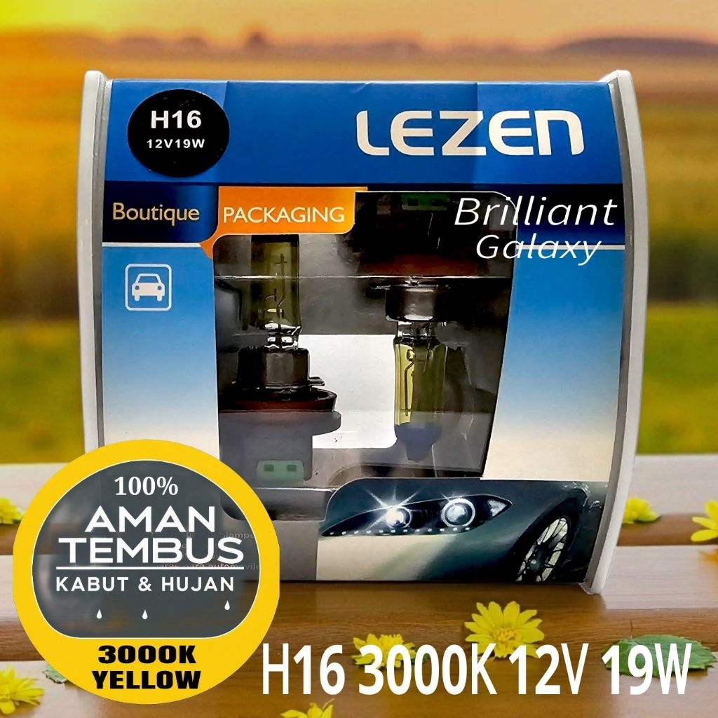 Lampu Bohlam Halogen Xenon LEZEN - 3000K Yellow Glass - H3 H7 H11 H16 HB3 HB4 - Harga Set