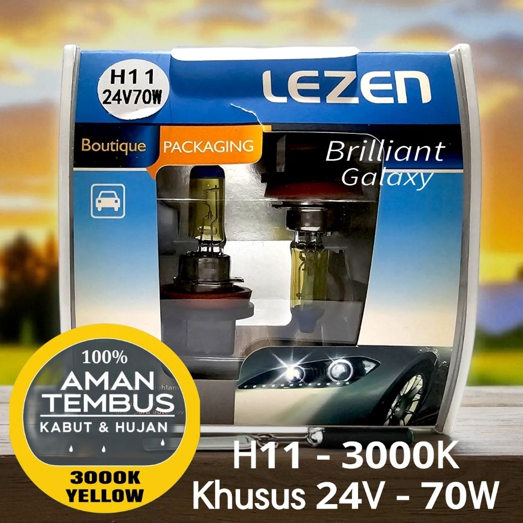 LEZEN Original - Lampu Bohlam Halogen - Khusus 24V Truk - H4 H11 3000K / 5000K