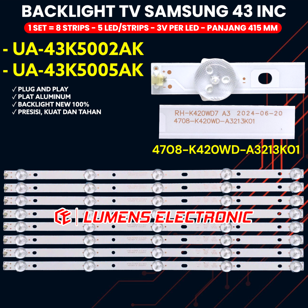 BACKLIGHT TV SAMSUNG 43 INC UA43K5002AK UA43K5005AK UA43K5002 UA43K5005 43K5002 43K5005 43K5002AK 43