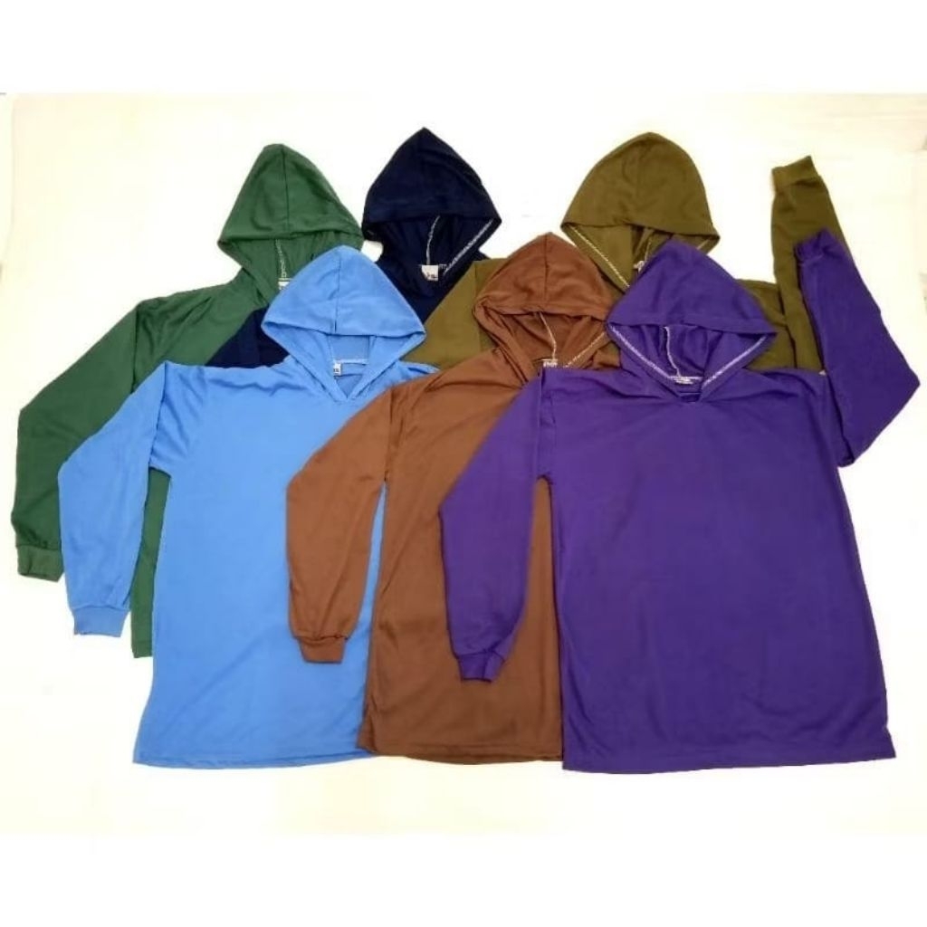 kaos kupluk lengan panjang polos tebal