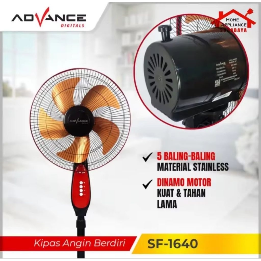 Advance SF1640 Kipas Angin Berdiri Standing Fan Besi 16 inch