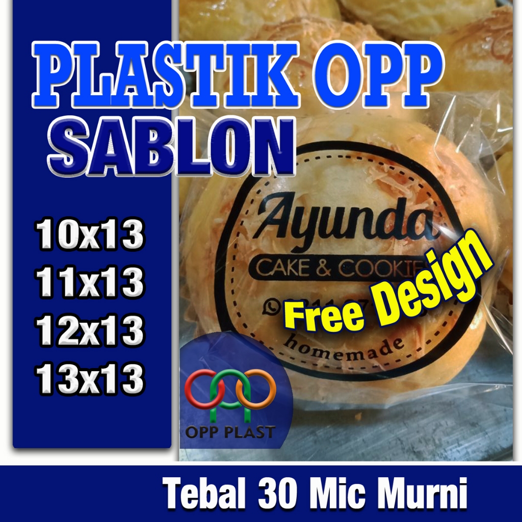 Plastik OPP LEM 10x13/11x13/12x13/13x13 Sablon | Tebal 30 micron