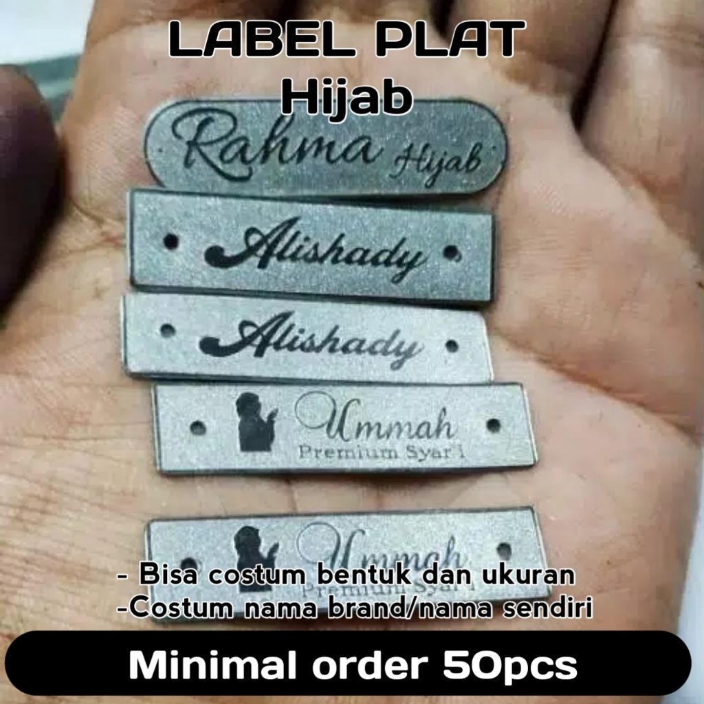 label hijab plat costum nama sendiri