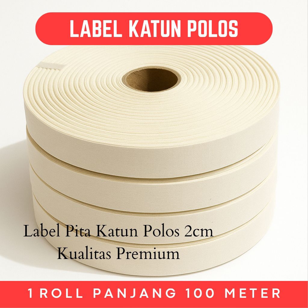 Label Katun Polos Import – Bahan Label Baju 2 CM