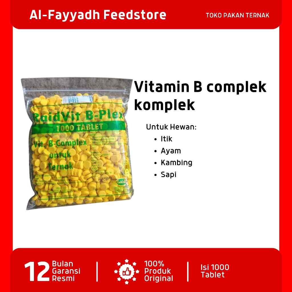 Vitamin B complek komplek+ mineral Untuk itik,ayam,kambing,sapi isi 1000 tablet
