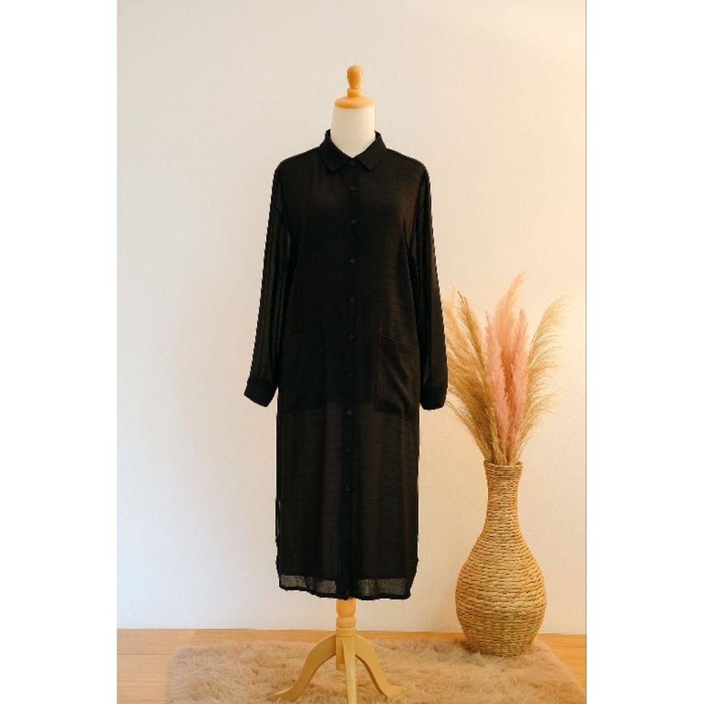 blouse tunik kemeja panjang hitam
