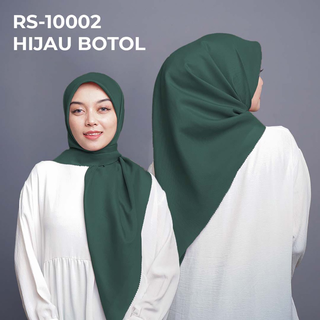hanny hijab polos 110x110 warna hijau botol segi empat