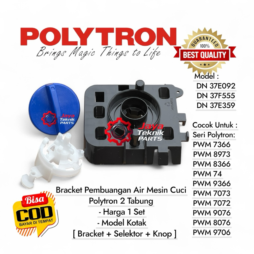 Set Bracket+ Selektor +Knop Biru - Braket Mesin Cuci Polytron Model KOTAK -DN37E359- Seri PWM 7366 8