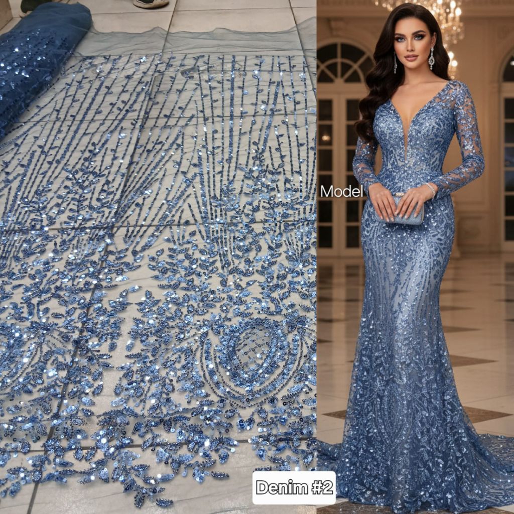 Kain tile payet korea premium / Kain tile payet mewah ful aksesoris