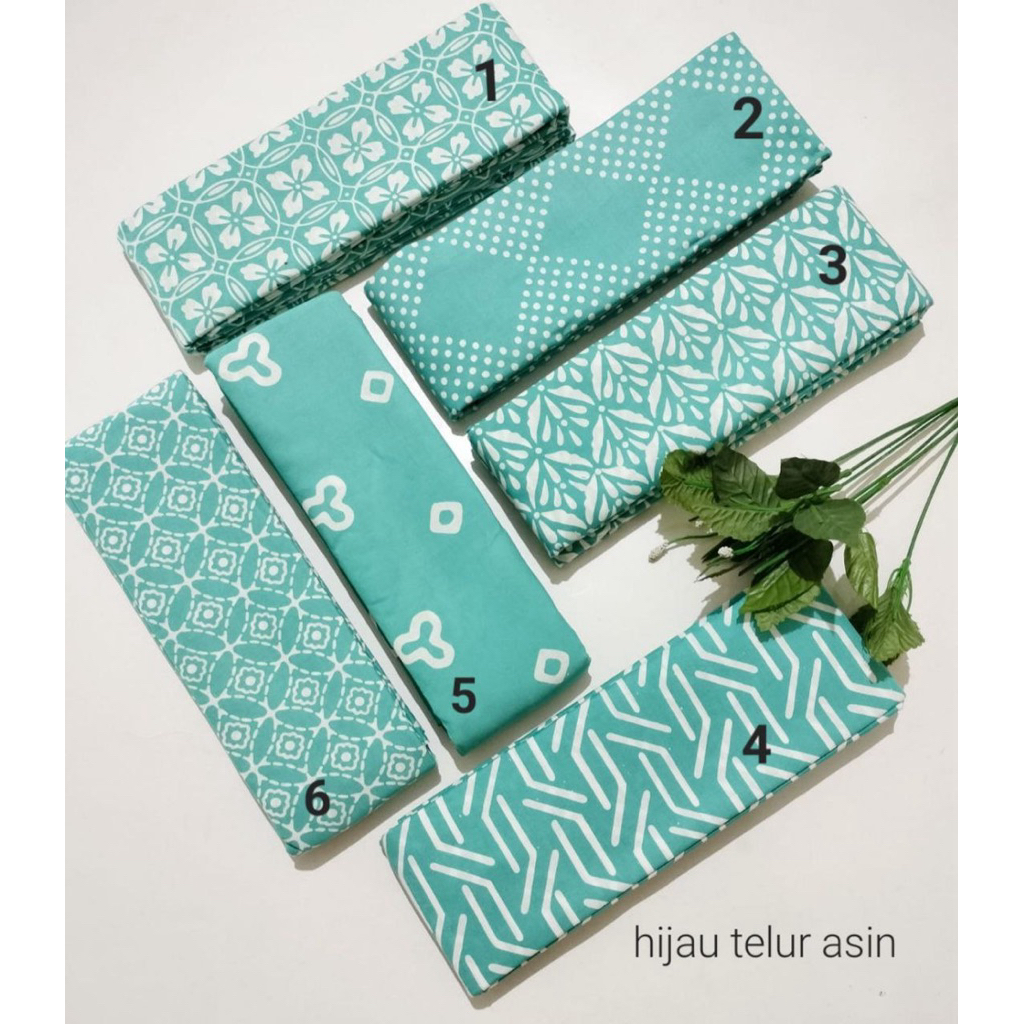 Kain Batik Cap Garutan  Warna Hijau telur asin series Kain Batik Meteran Seragaman - Kain Batik Baha