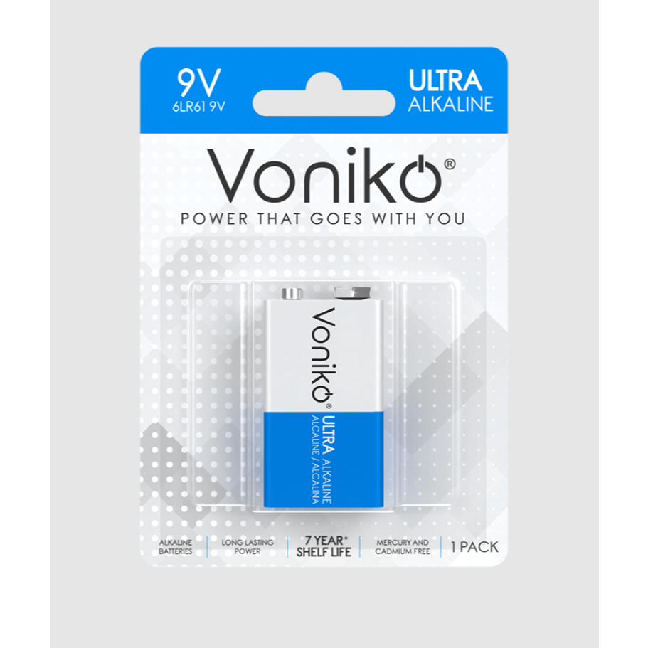 Voniko - Baterai 9 Volt 9V Alkaline - Batre Battery Ultra Alk