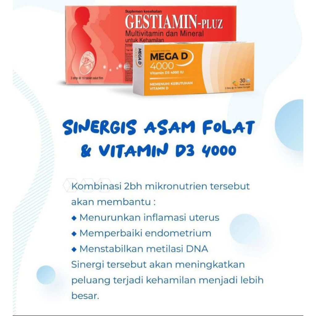 PAKET PROMIL & IBU HAMIL; Gestiamin Plus & Mega D 4.000 untuk promil.