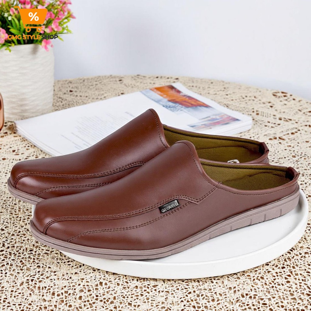 Sepatu Sandal Bustong Pria Casual Kulit Sintetis Sepatu Sandal Pria Dewasa Formal Sandal Sepatu Pria