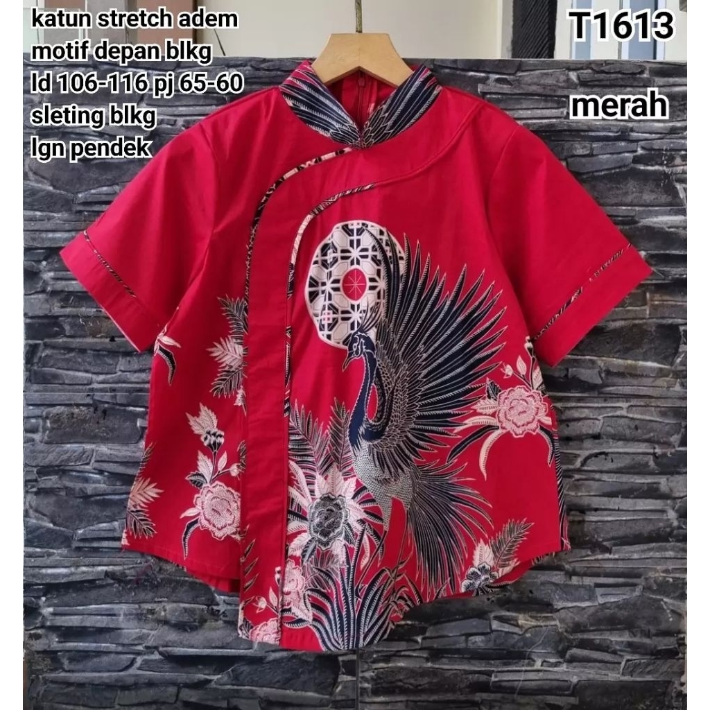 T1613 Blouse batik kerah cheongsam