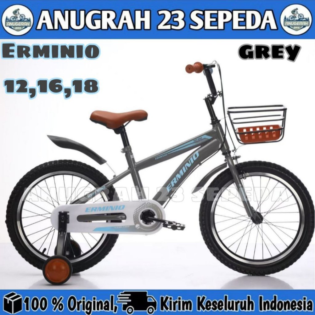 Sepeda Keranjang Anak Laki & Perempuan ERMINIO 318 Ukuran 12 16 18 Inch BMX KERANJANG