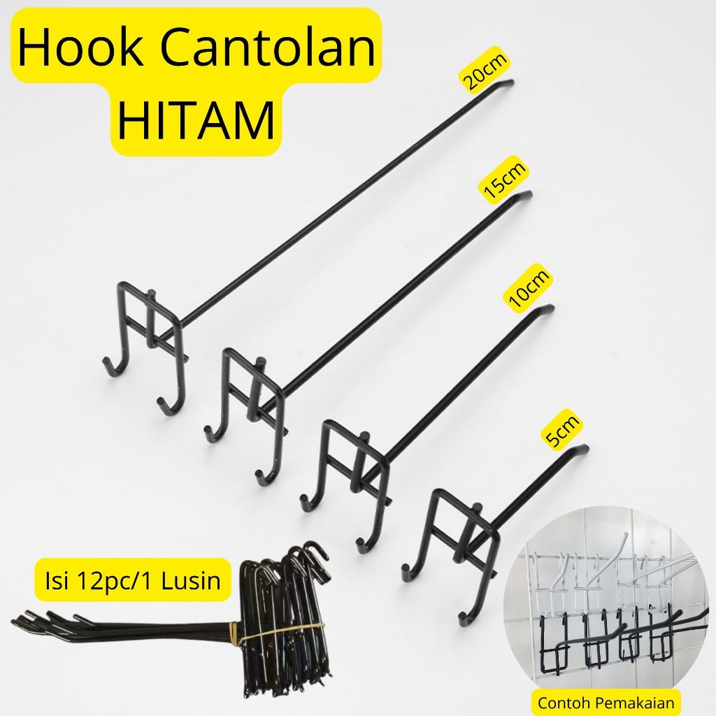 Hook Cantolan HITAM Ram Kawat - Gantungan Aksesoris Hook Ram