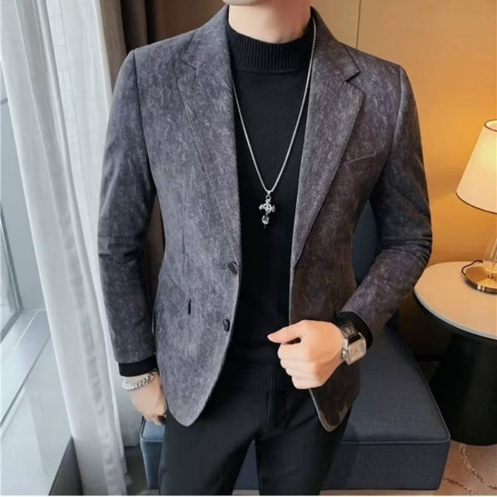 Jas Blazer Pria Blazer Corduroy Slim Fit Jas Corduroy