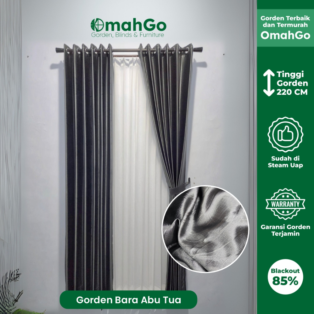 Gorden Blackout Glowsi T220cm Polos Embosh Bara Gorden Cendela Gorden Pintu