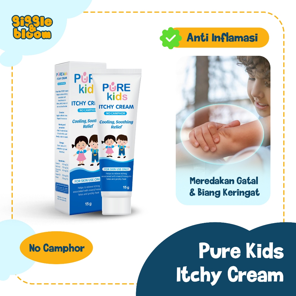 Pure Kids Itchy Cream 15gr | Krim Gatal & Biang Keringat Bayi | Pereda Gatal Bayi Aman & Lembut