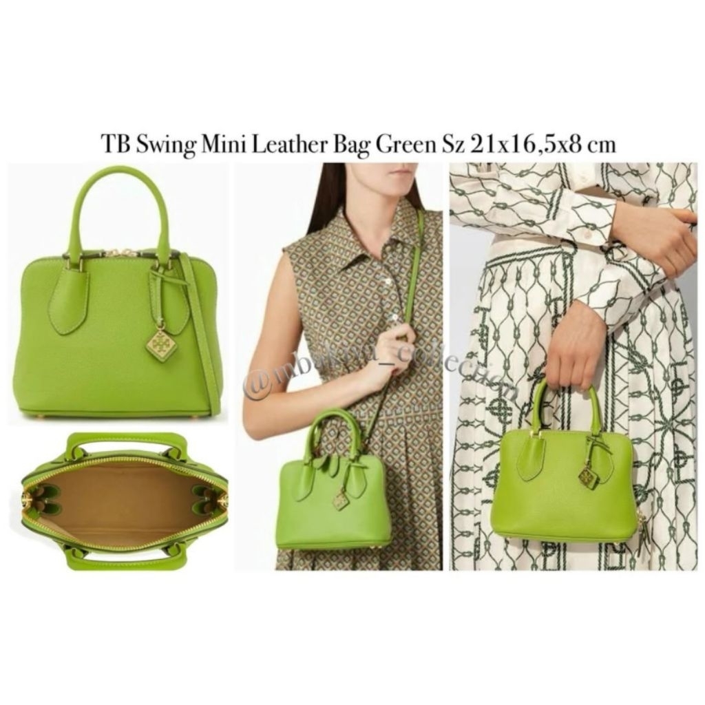 TB Swing Mini Leather Bag Green