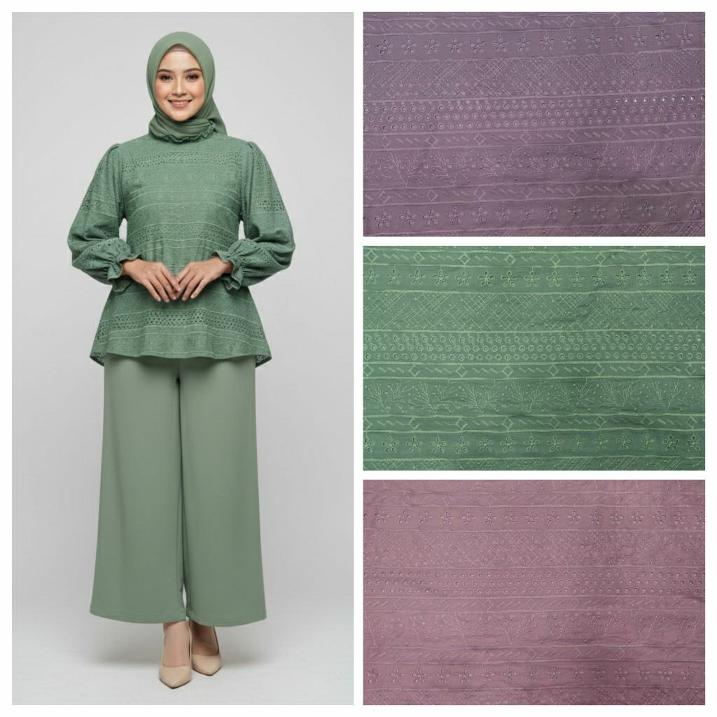 Kain Katun Bordir 0.5 M Meter Premium Kain Pesta Outer Dress