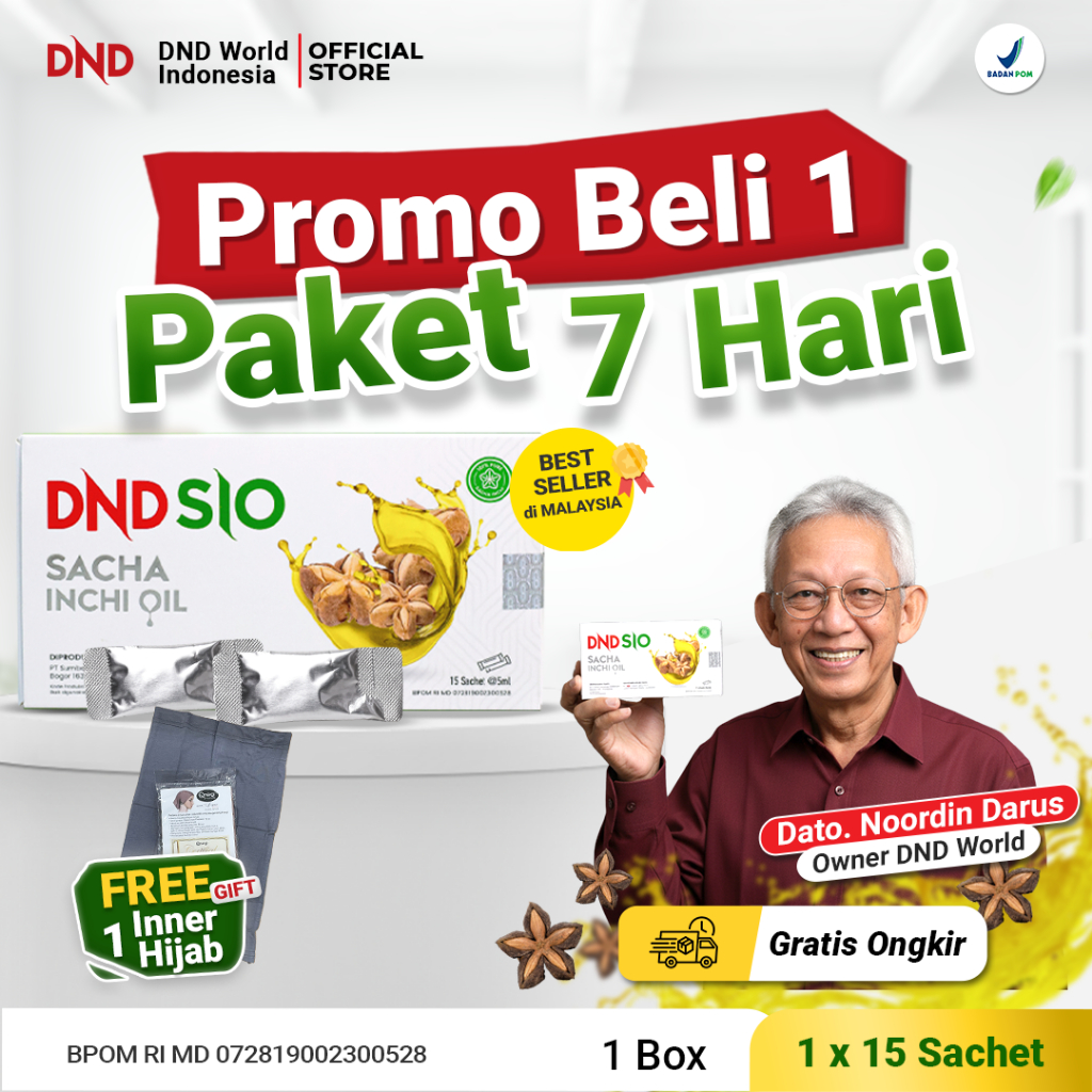 DND SIO - Minyak Sacha Inchi 75ml - Bantu Lancarkan Peredaran Darah - 15 Sachet - Dr Noordin Darus