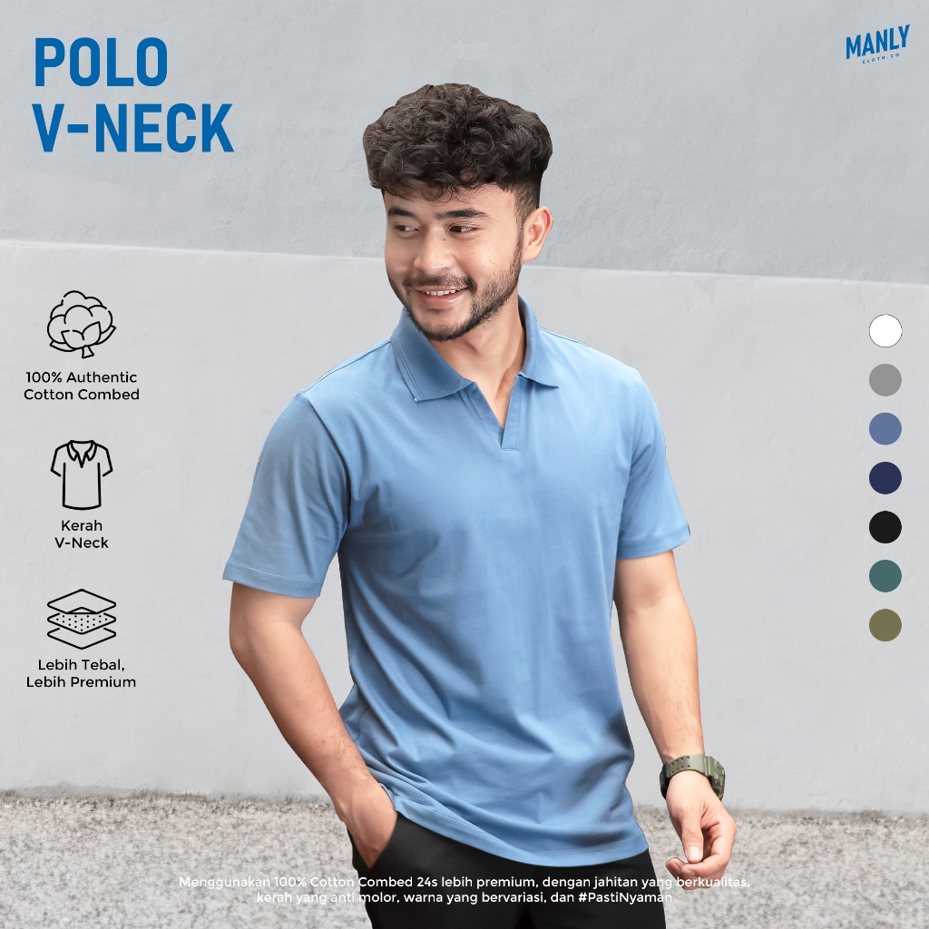 Kaos Kerah Pria V-Neck Old Money Vibes