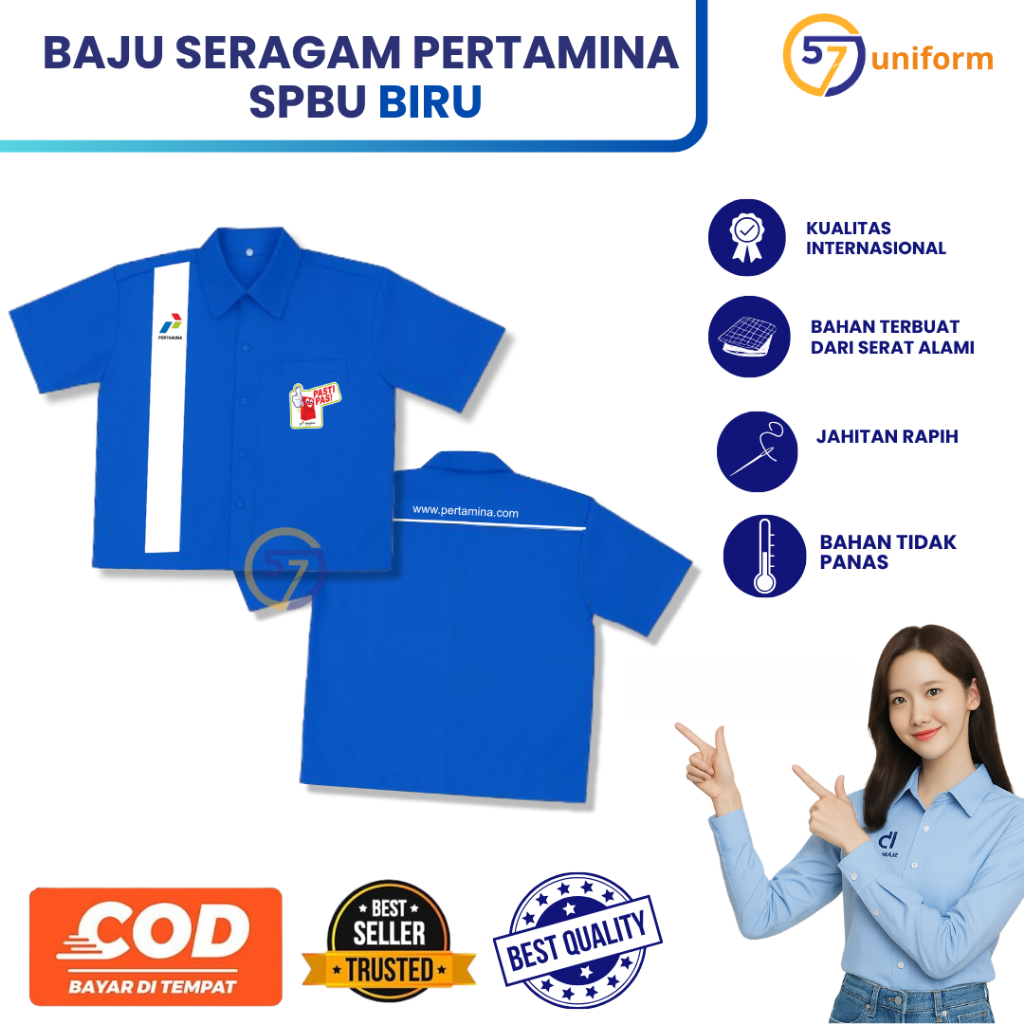 Baju Pertamina Biru | Baju Spbu | Seragam Spbu Biru | Seragam Pertamina