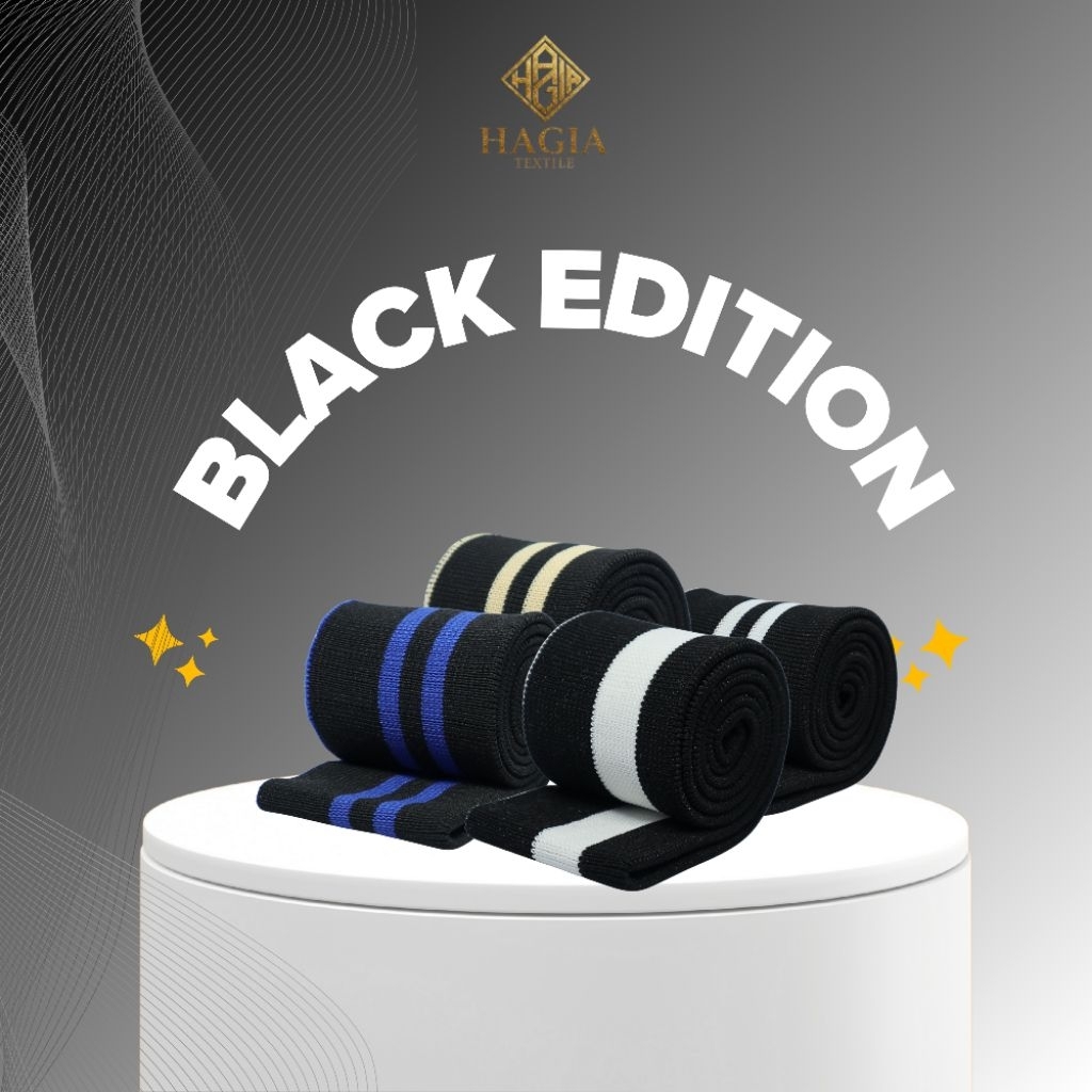 Black Series Rib/Bur Jaket Elastis dan Tebal Polyester Rajut 1x1 Premium