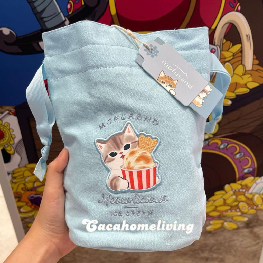 Miniso x Mofusand - Handled Bag / Drawstring Bag / Pouch Serut Mofusand Ice Cream Collection