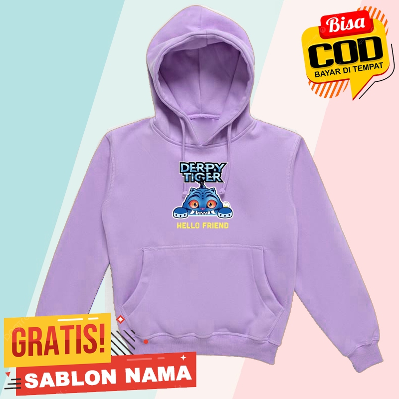 Hoodie Anak Derpy Tiger Hello Friend / Jaket Anak Laki Laki & Perempuan Derpy Tiger Hello Friend