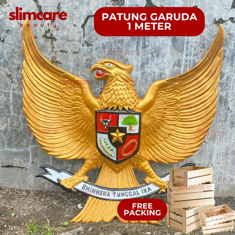Patung Hiasan Pajangan Lambang Burung Garuda BESAR 1 METER Pancasila Indonesia DATAR 3D Tempel Gantu
