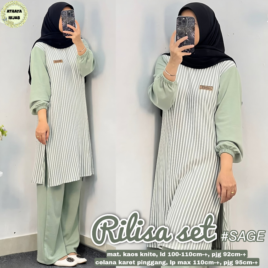 Rilisa Set Original Athaya Hijab Rilisa Athaya Kaos Knit Premium Setelan Rilisa Athaya