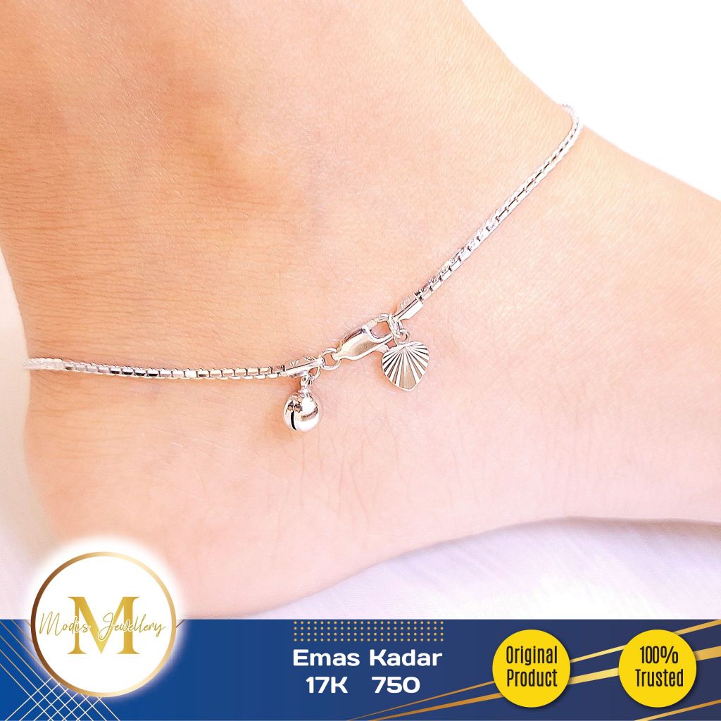 MODIS JEWELLERY - Gelang Kaki Santa Italy Putih - Emas 17k  750