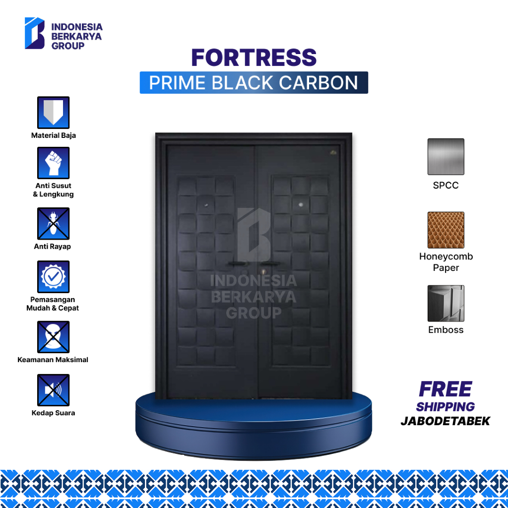 Pintu Baja Fortress Prime Double Door Black Carbon