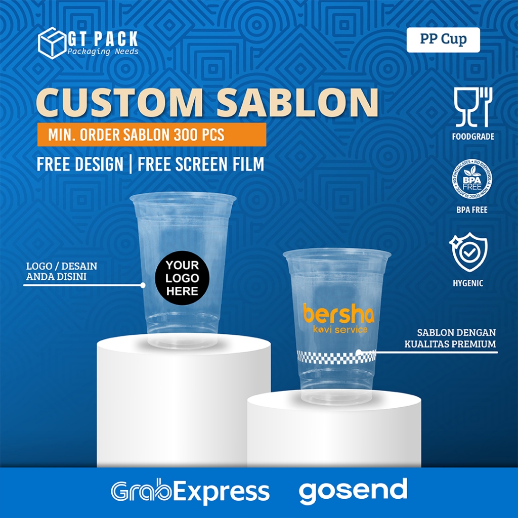 Sablon Cup Plastik Polycup Datar 16 Oz | 7 gram