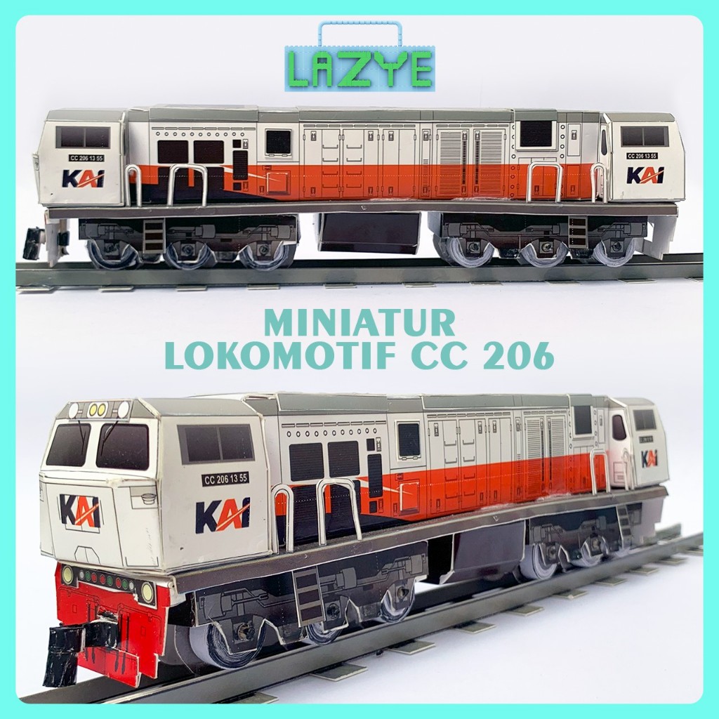 LAZYE Miniatur Papercraft Lokomotif Kereta Api Indonesia KAI CC206 Koleksi Premium High Detail – Mod