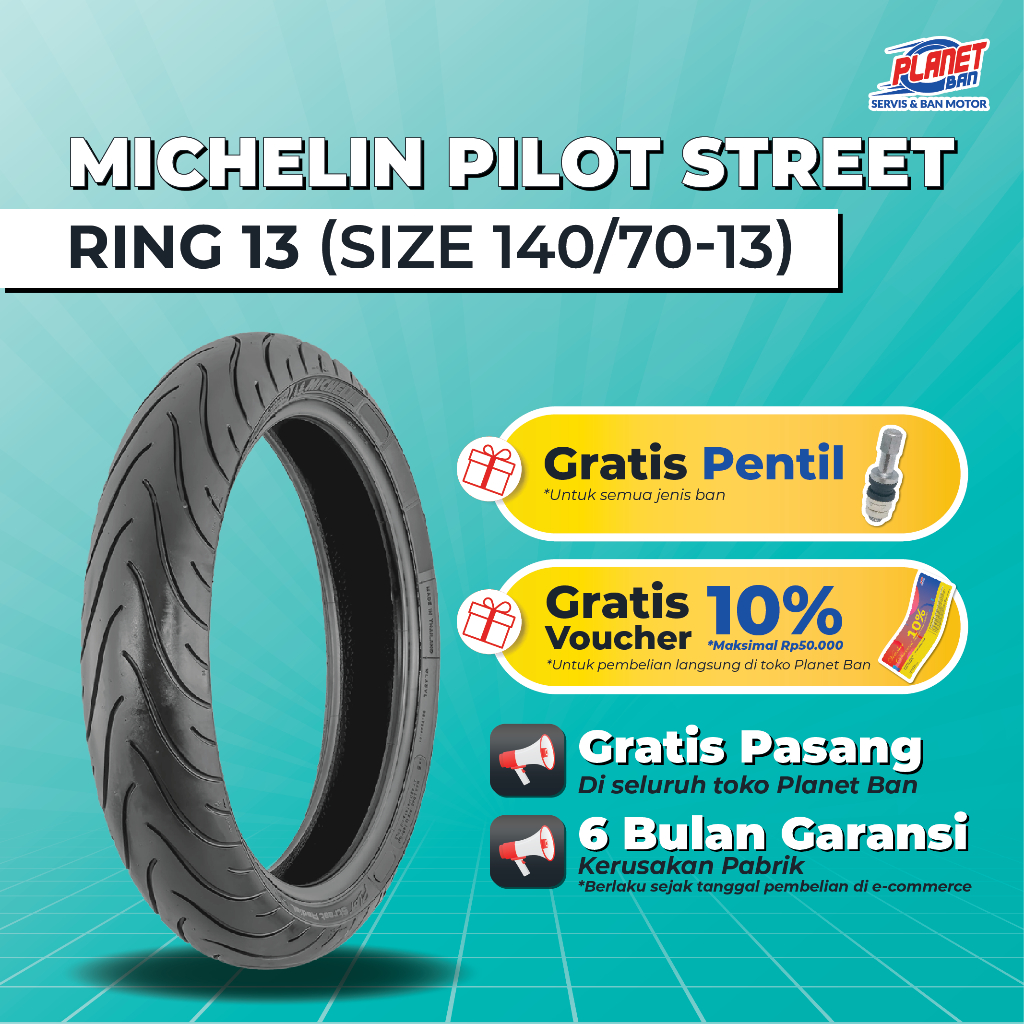 Ban Motor Ring 13 - 140/70 Michelin TL Pilot Street (Ban Motor Belakang NMAX, PCX 160, ADV 150, ADV 