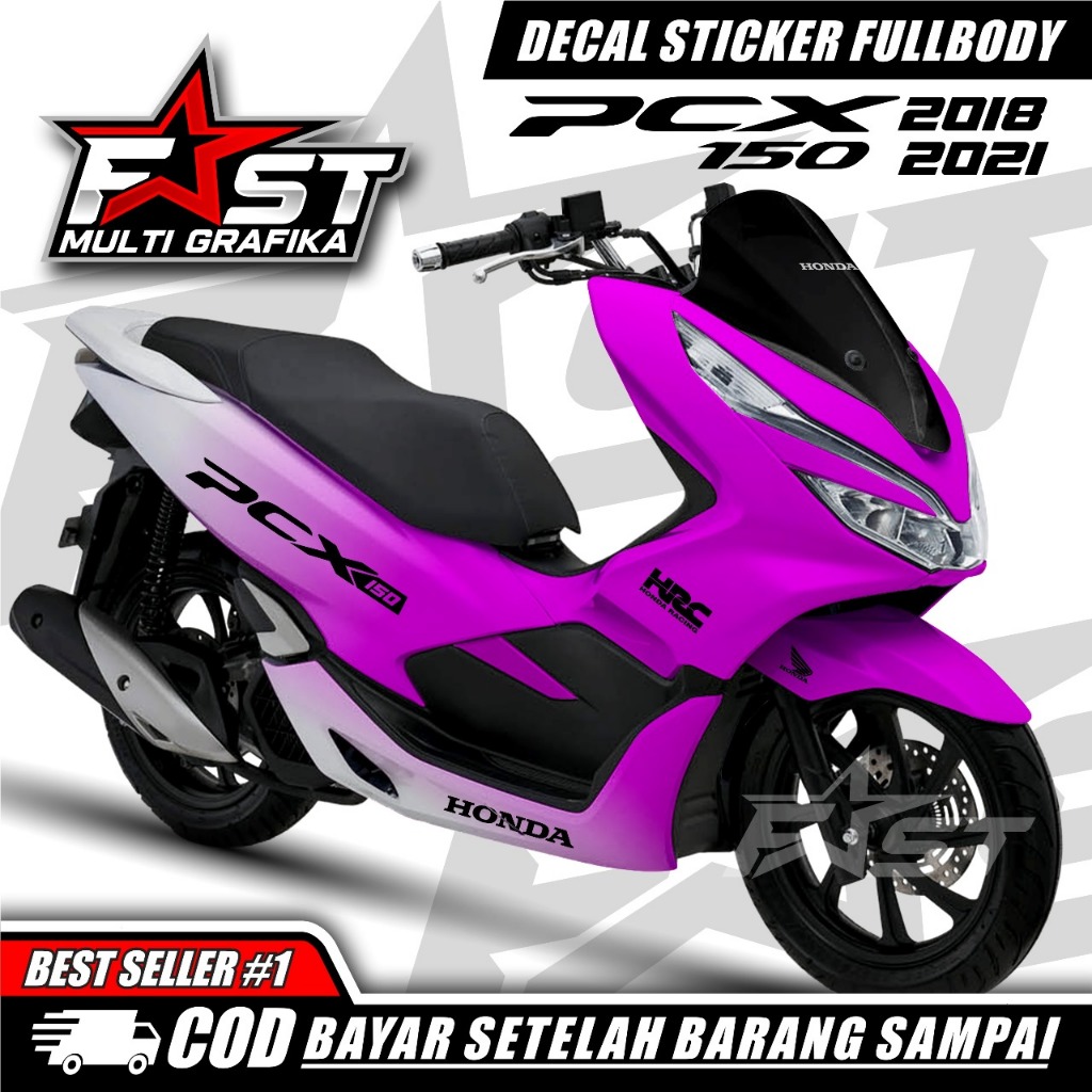 BISA COD STICKER DECAL PCX 150 FULL BODY MOTIF BUNGLON DASAR PUTIH DESAIN HRC TERBARU WARNA TAJAM