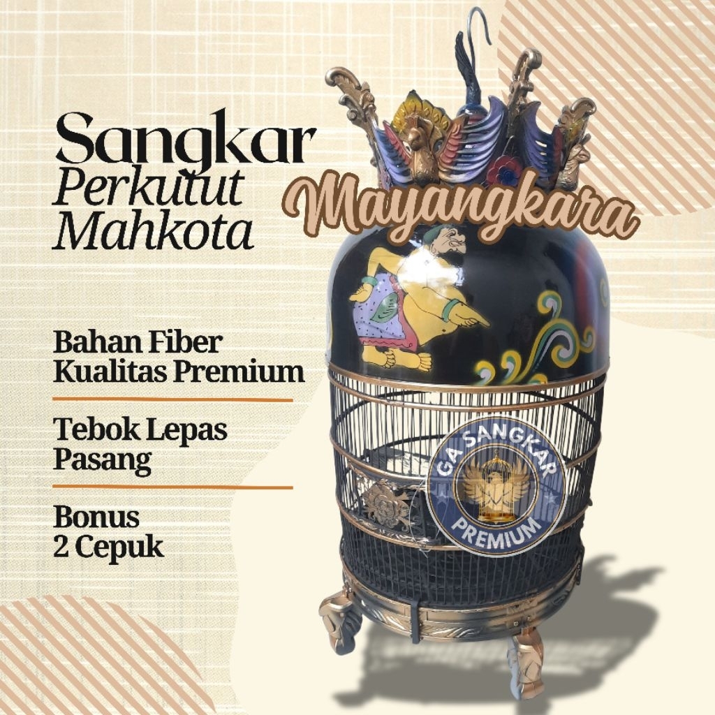 SANGKAR PERKUTUT MAHKOTA MAYANGKARA TEBOK LEPAS PASANG FIBER MURAH BERKUALITAS