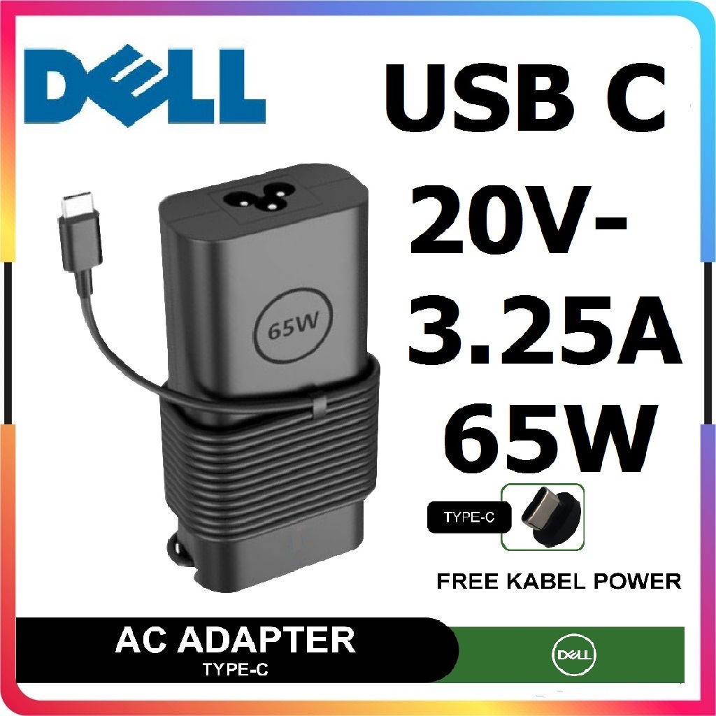 ORIGINAL Adaptor Charger Cas Laptop  DELL 65w Type-C