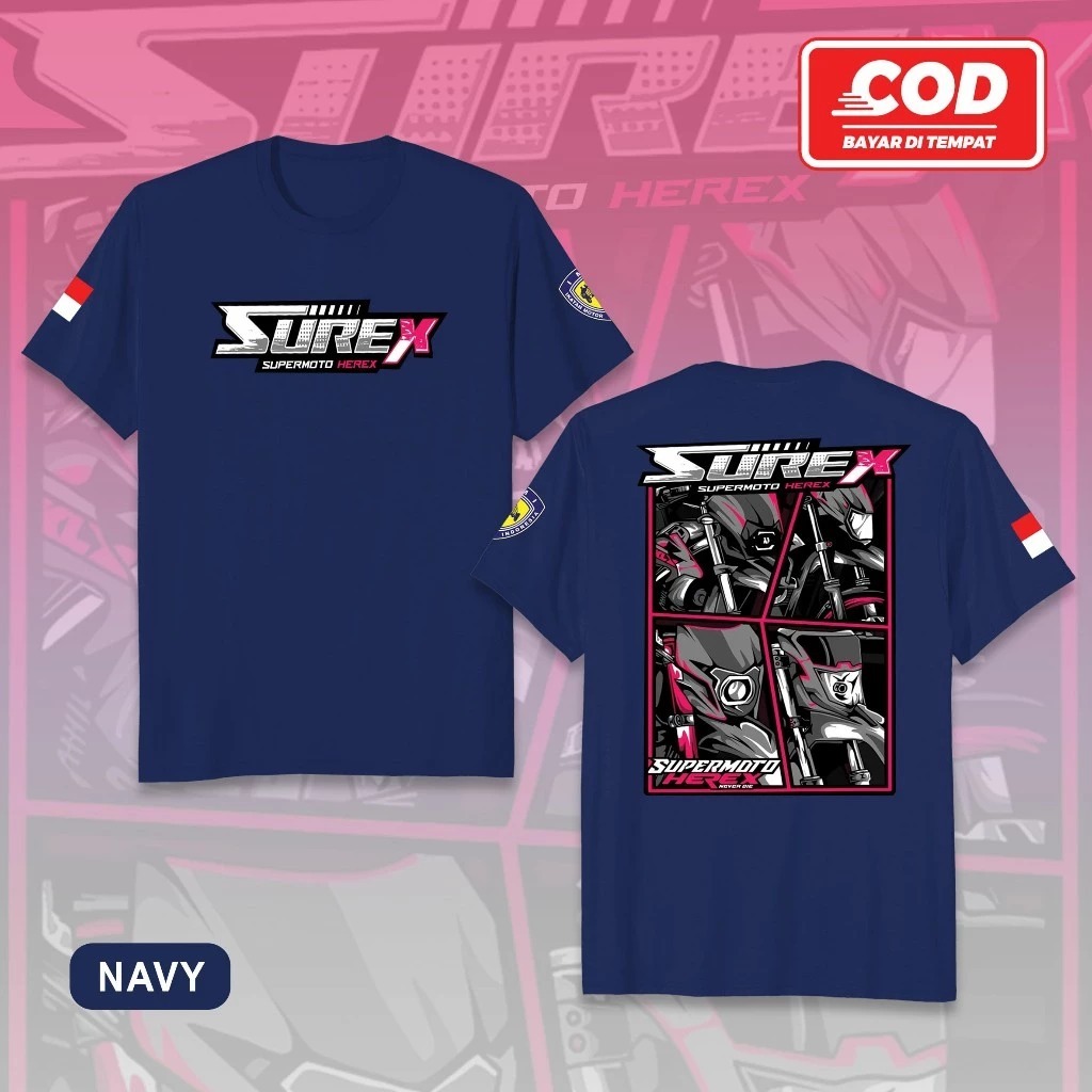 Kaos Surex Supermoto Herex Kaos Distro Murah Atasan Pria Katun Combed 30s