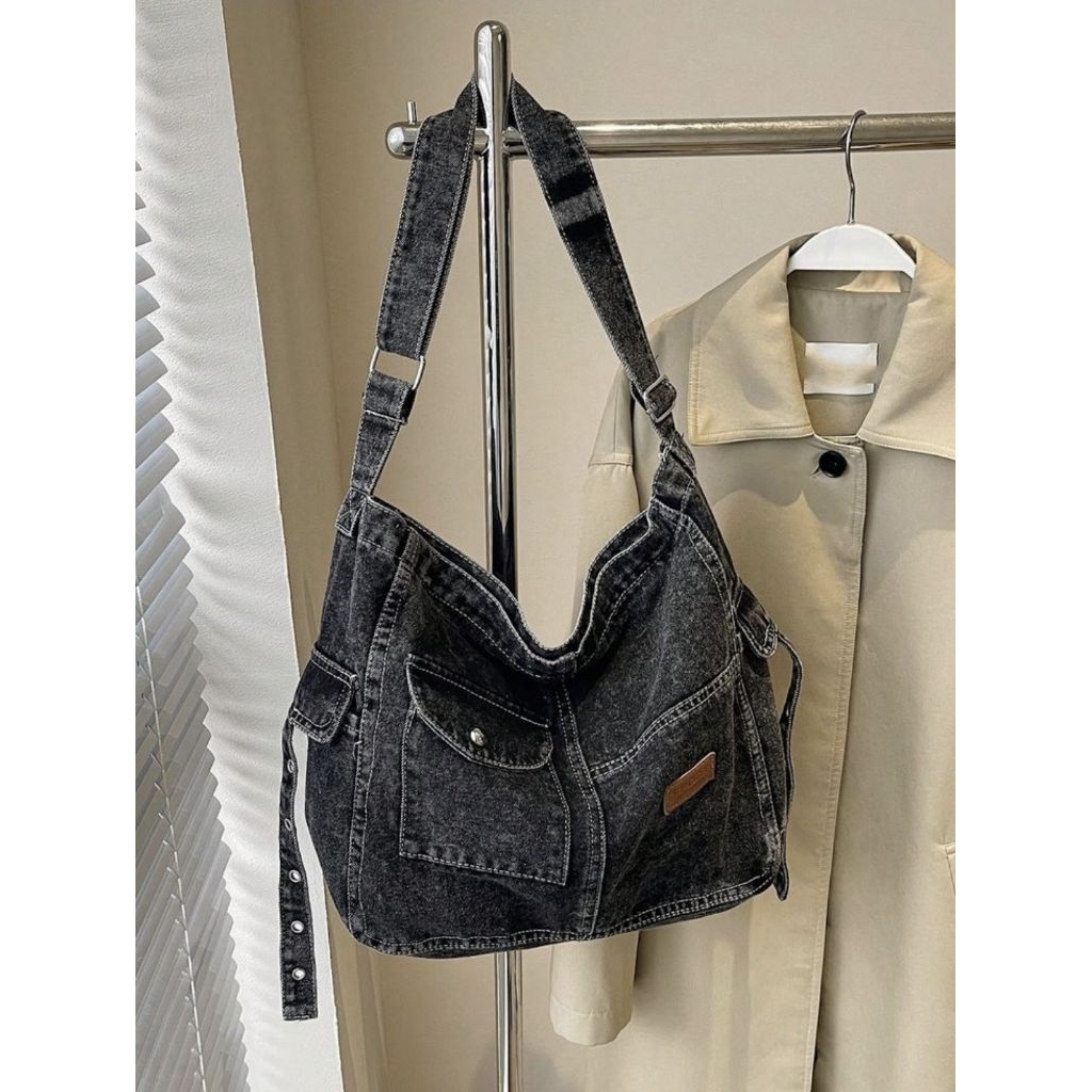 Tas Denim Kekinian Wanita - Shoulder Bag Casual Handmade (Tote / Sling Bag Jeans Unik)