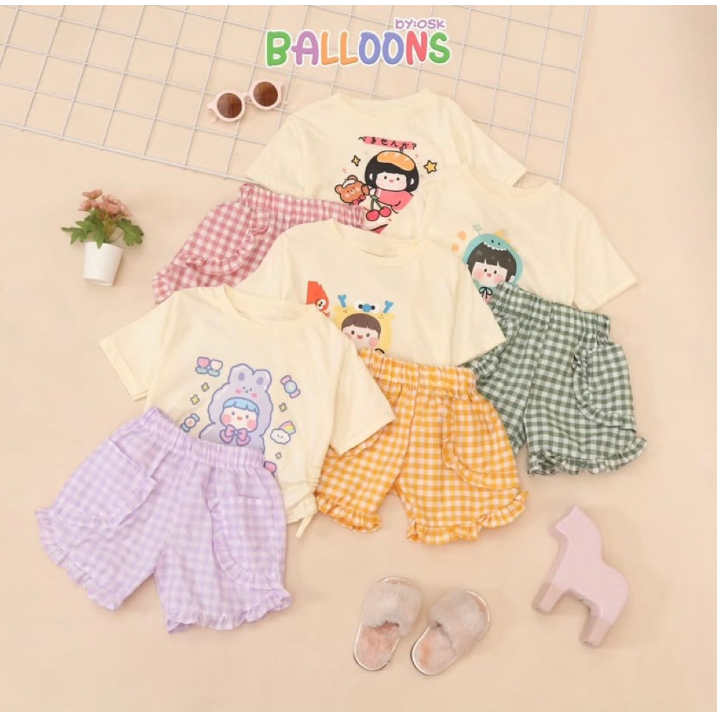 Chika one set-Setelan Baju Anak Perempuan One Set Umur 1-5 Tahun