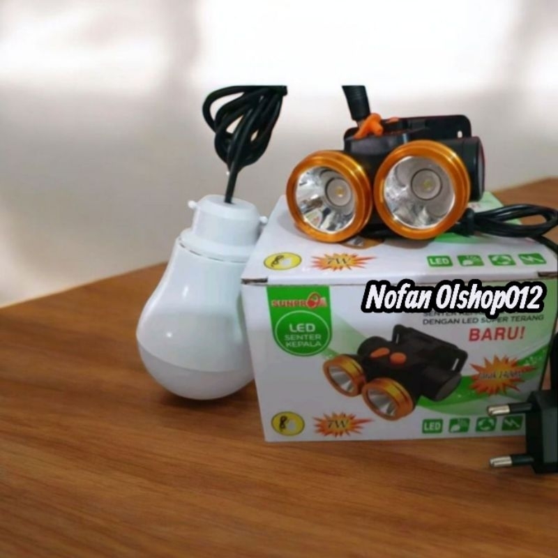 NEW TERMURAH SENTER KEPALA SUNPRO SL-8306 LED JARAK, CAHAYA PUTIH DAN KUNING 2 IN 1 BISA COD / TERLA