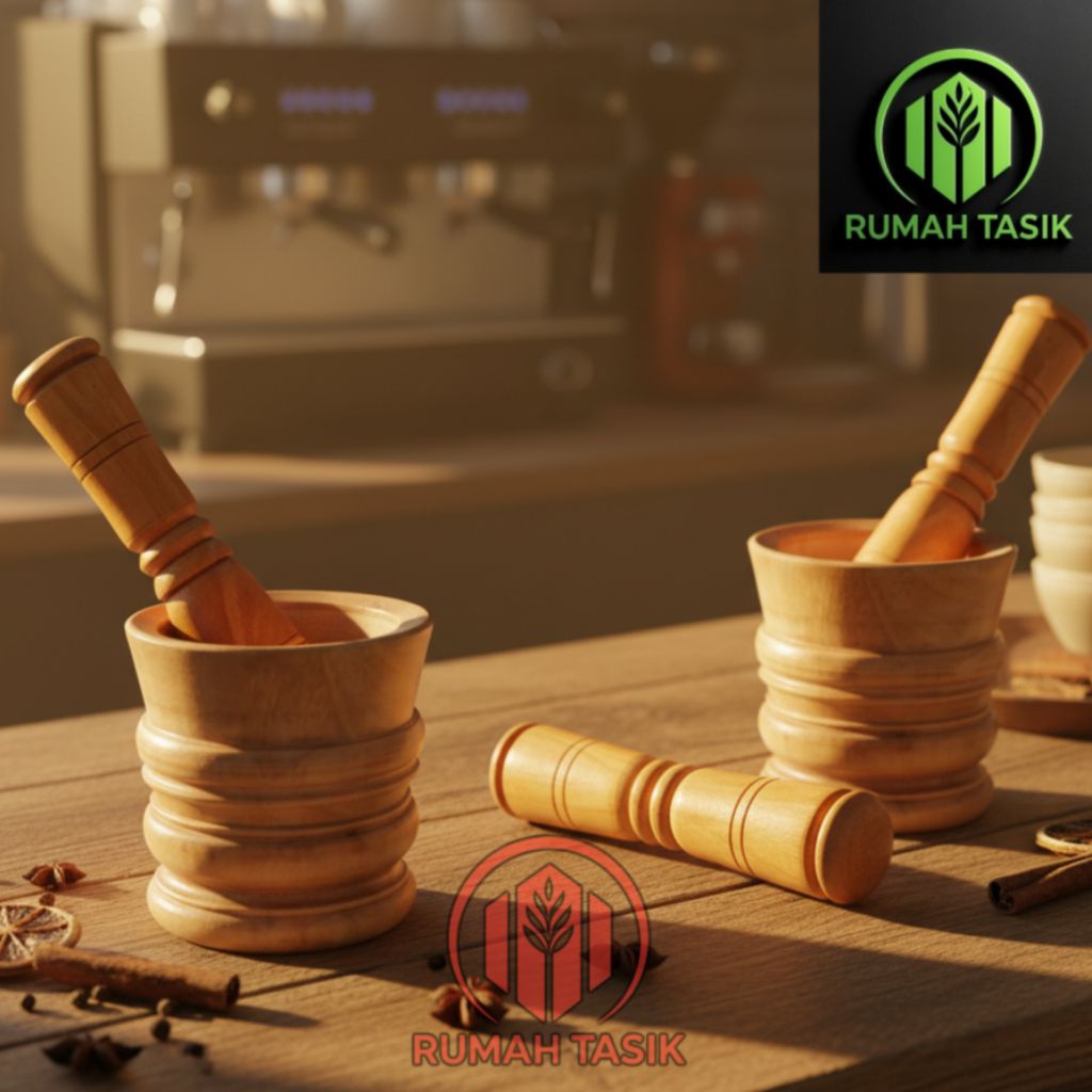Lumpang Kayu Mini Free Penumbuk / Penumbuk Obat
