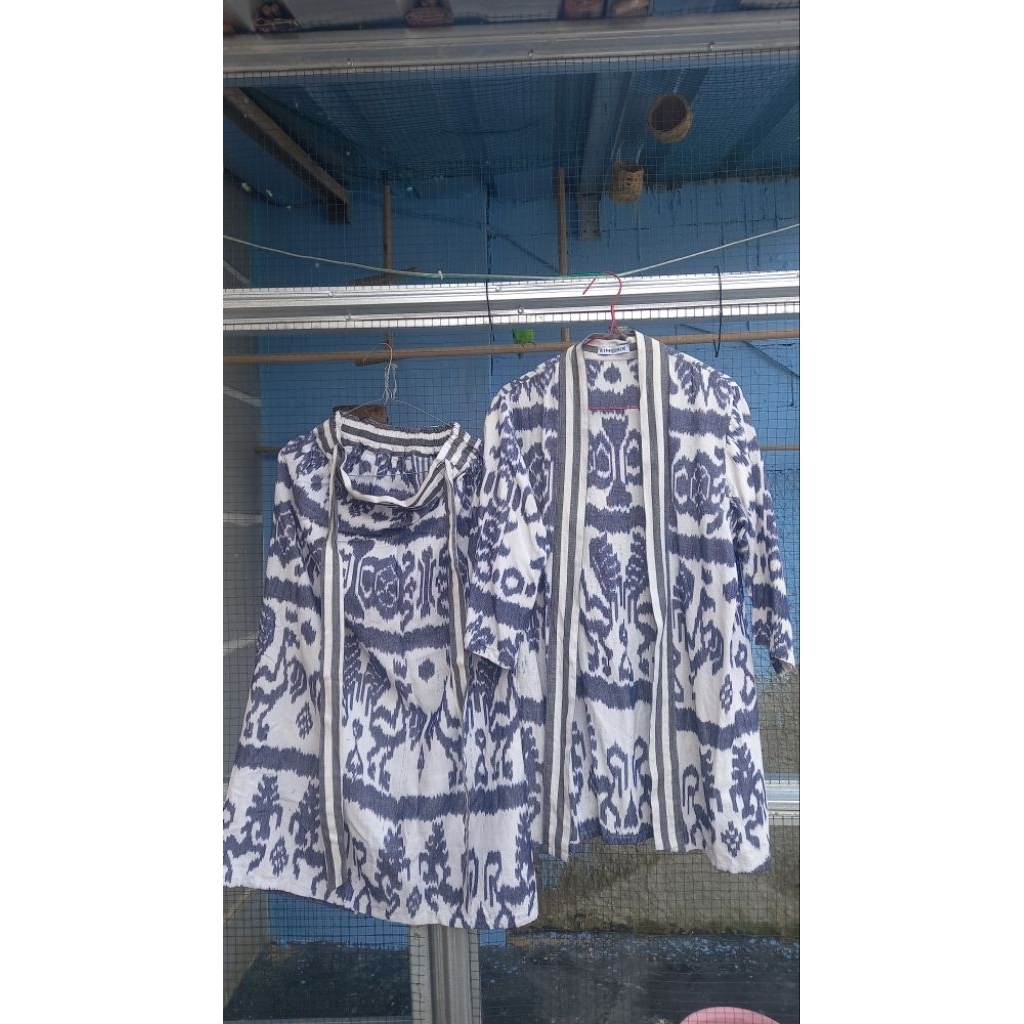 KIMONIK - Set wanita tenun minus kelunturan warna pink size L-XL set outer rok kimonik