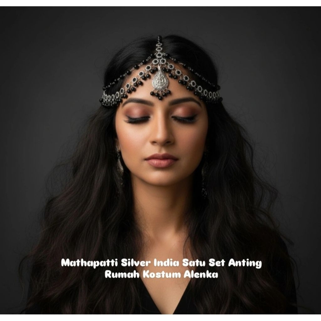 Mathapatti Silver India Satu Set Anting India Aksesoris India Satuset Headpiece