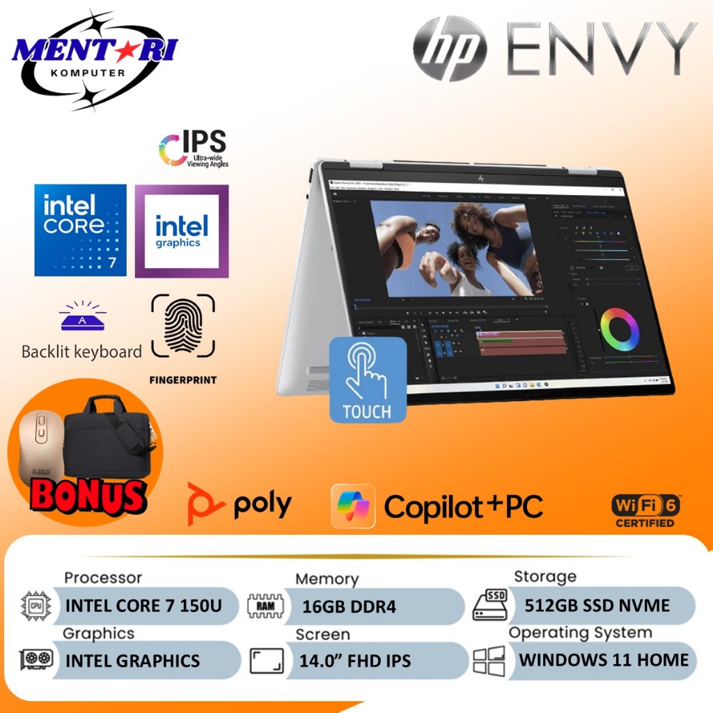 HP ENVY X360 14 Intel Core 7 150U 16GB 1TB SSD 2IN1 Laptop Touchscreen IPS FHD