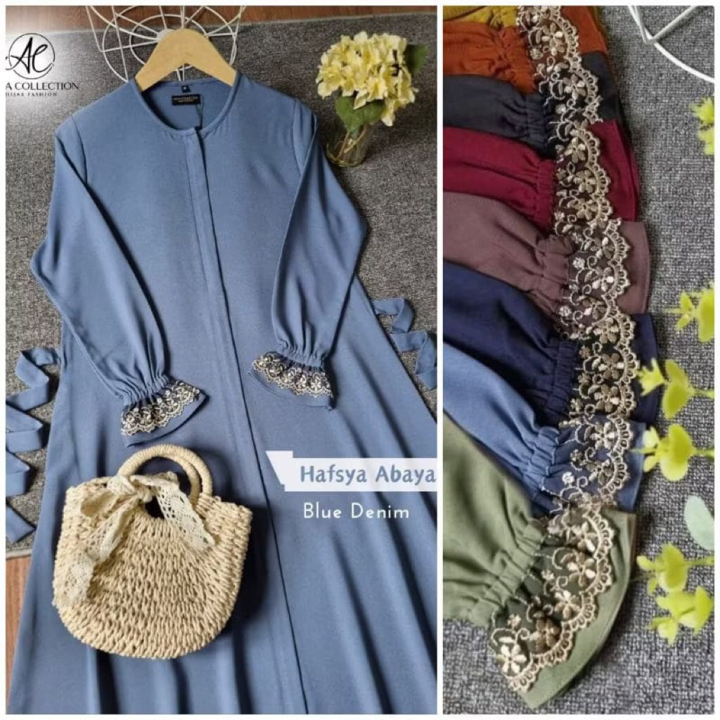 Terlaris Gamis Polos Fenomenal Elegant Kekinian Terbaru Hafsyah Dres/Gamis hitam/gamis renda